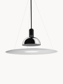 Lampada a sospensione con luce regolabile Frisbi, Struttura: metallo rivestito, Bianco, argentato, Ø 60 x Alt. 73 cm