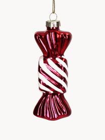 Kerstboomhanger Candy in de vorm van een snoepje, Glas, Rood, wit, B 3 x H 10 cm