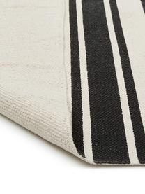 Tappeto in cotone a righe tessuto a mano con nappe Vigga, 100% cotone, Nero, beige, Larg. 120 x Lung. 180 cm (taglia S)