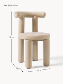 Sametová čalouněná židle Calan, Béžová, Š 55 cm, H 52 cm
