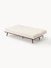 Sofá cama de borreguillo Evy (3 plazas), Funda: borreguillo (100% poliést, Estructura: madera maciza de pino, ta, Patas: madera de haya maciza. Es, Borreguillo Off White, madera de haya, An 200 x F 86 cm