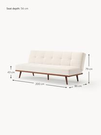 Teddy-Schlafsofa Evy (3-Sitzer), Bezug: Teddy (100 % Polyester) D, Gestell: Massives Kiefernholz, mit, Teddy Off White, Buchenholz, B 200 x T 86 cm