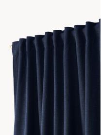 Ondoorzichtig gordijn Jensen met multiband, 2 stuks, 95% polyester, 5% nylon, Donkerblauw, B 130 x L 260 cm