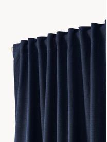 Rideaux opaques avec ruflette multiple Jensen, 2 pièces, 95 % polyester, 5 % nylon, Bleu foncé, larg. 130 x long. 260 cm