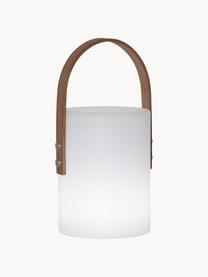 Mobile Dimmbare Aussentischlampe Lucie, Lampenschirm: Kunststoff, Griff: Holz, Dekor: Metall, Weiss, Dunkles Holz, B 19 x H 34 cm