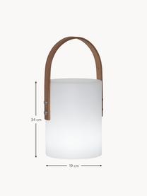 Mobile Dimmbare Aussentischlampe Lucie, Lampenschirm: Kunststoff, Griff: Holz, Dekor: Metall, Weiss, Dunkles Holz, B 19 x H 34 cm