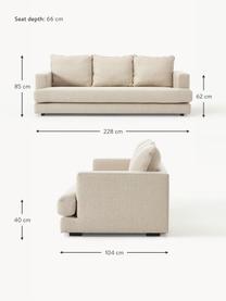 Sofa Tribeca (3-Sitzer), Bezug: 100 % Polyester Der hochw, Gestell: Massives Kiefernholz, FSC, Füße: Massives Buchenholz, lack, Webstoff Beige, B 228 x T 104 cm