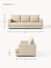 Sofa Tribeca (3-Sitzer), Bezug: 100 % Polyester Der hochw, Gestell: Massives Kiefernholz, Füße: Massives Buchenholz, lack, Webstoff Beige, B 228 x T 104 cm