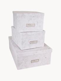 Sada úložných krabic Inge, 3 díly, Bílá, mramorovaná, Sada s různými velikostmi