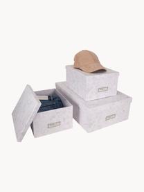 Set 3 scatole portaoggetti Inge, Scatola: cartone solido laminato, Grigio chiaro, Set in varie misure