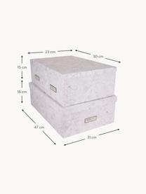 Set de cajas Inge, 3 pzas., Caja: cartón laminado, Gris claro, Set de diferentes tamaños