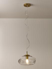 Lampa wisząca ze szkła Amora, Transparentny, odcienie mosiądzu, Ø 35 x W 20 cm