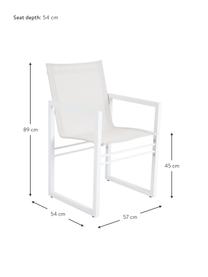 Silla para exterior Vevi, Estructura: aluminio con pintura en p, Asiento: textil, Blanco, An 57 x F 54 cm