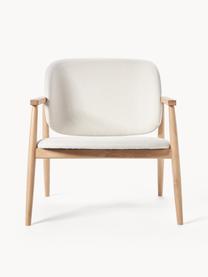 Loungefauteuil Aurea van eikenhout met vulling, Bekleding: 100 % polyester, Frame: multiplex, Poten: massief eikenhout, Geweven stof beige, eikenhout, B 76 cm x D 73 cm