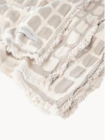 Plaid en coton Architecture, 100 % coton, Beige, blanc crème, larg. 130 x long. 180 cm