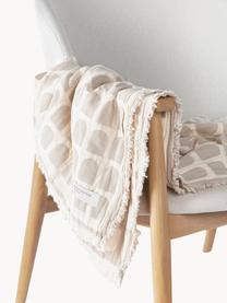Plaid en coton Architecture, 100 % coton, Beige, blanc crème, larg. 130 x long. 180 cm