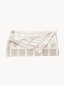 Plaid en coton Architecture, 100 % coton, Beige, blanc crème, larg. 130 x long. 180 cm