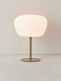 Prenosná exteriérová stolová lampa Tara, Biela, svetlobéžová, Ø 25 x V 35 cm