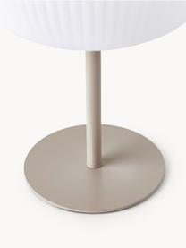 Lampada da tavolo portatile da esterno Tara, luce regolabile, Paralume: vetro acrilico, Struttura: metallo con verniciatura , Bianco, beige chiaro, Ø 25 x Alt. 35 cm