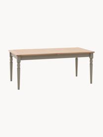 Mesa de comedor artesanal de madera Eton, 180 - 230 x 95 cm, Tablero: madera de roble, tablero , Estructura: roble barnizado, Madera de roble, gris pardo, An 180-230 x F 95 cm