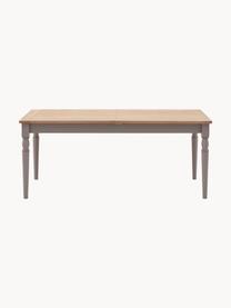 Mesa de comedor artesanal de madera Eton, 180 - 230 x 95 cm, Tablero: madera de roble, tablero , Estructura: roble barnizado, Madera de roble, gris pardo, An 180-230 x F 95 cm