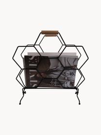 Tijdschriftenhouder Honeycomb, Handvatten: hout, Zwart, helder hout, B 40 x H 45 cm