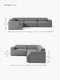 Grosses Ecksofa Melva (4-Sitzer), Bezug: 100 % Polyester Der strap, Gestell: Massives Kiefern- und Fic, Webstoff Dunkelgrau, B 339 x T 220 cm, Eckteil links