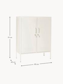 Credenza alta in metallo The Midi, Acciaio verniciato a polvere, Bianco latte, Larg. 85 x Alt. 111 cm