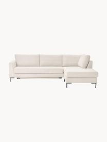 Schlafsofa Luna (3-Sitzer) mit Matratze, Bezug: 100% Polyester, Oeko-Tex , Gestell: Massives Buchenholz, Schi, Füße: Metall, galvanisiert, Webstoff Cremeweiß, B 270 x T 184 cm, Eckteil rechts