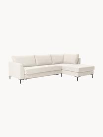 Schlafsofa Luna (3-Sitzer) mit Matratze, Bezug: 100 % Polyester Der strap, Gestell: Massives Buchenholz, Schi, Füße: Metall, galvanisiert Dies, Webstoff Off White, B 270 x T 184 cm, Eckteil rechts