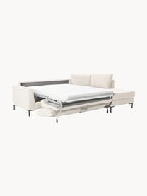 Canapé d'angle convertible 3 places avec matelas Luna, Tissu blanc crème, larg. 270 x prof. 184 cm, méridienne à droite