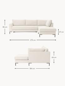 Schlafsofa Luna (3-Sitzer) mit Matratze, Bezug: 100 % Polyester Der strap, Gestell: Massives Buchenholz, Schi, Webstoff Off White, B 270 x T 184 cm, Eckteil rechts