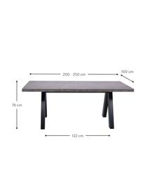 Table extensible aspect béton Apex, 200 - 250 x 100 cm, Aspect béton, larg. 200 - 250 x prof. 100 cm