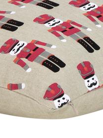 Federa arredo con motivo invernale Nutcracker, Cotone, Beige, rosso, Larg. 45 x Lung. 45 cm