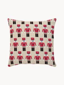 Housse de coussin 45x45 Nutcracker, Coton, Beige, rouge, larg. 45 x long. 45 cm