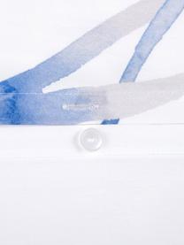 Taies d'oreiller en percale de coton avec motif de feuilles Francine, 2 pièces, 50 x 70 cm, Blanc, bleu, larg. 50 x long. 70 cm