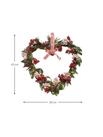 Couronne de Noël LED Heart, Plastique, Rouge, vert, blanc, larg. 36 x haut. 43 cm