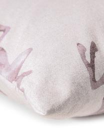 Funda de cojín Rana, caras distintas, 100% algodón, Tonos grises con rosado, An 50 x L 50 cm