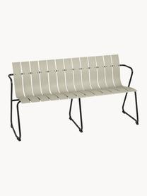 Handgefertigte Garten-Sitzbank Ocean, Gestell: Recycelter Stahl, beschic, Hellbeige, Schwarz, B 157 x T 58 cm