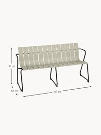 Handgefertigte Garten-Sitzbank Ocean, Gestell: Recycelter Stahl, beschic, Hellbeige, Schwarz, B 157 x T 58 cm