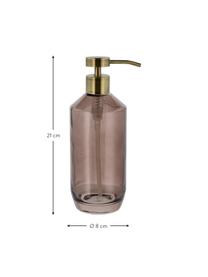 Dispenser sapone in vetro Vintage, Contenitore: vetro, Testa della pompa: plastica, Marrone, ottonato, Ø 8 x Alt. 21 cm