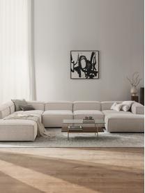 Salon lounge modulable en tissu bouclé Lennon, Bouclé blanc cassé, larg. 418 x prof. 269 cm, méridienne à gauche