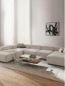 Salon lounge modulable en tissu bouclé Lennon, Bouclé blanc cassé, larg. 418 x prof. 269 cm, méridienne à gauche