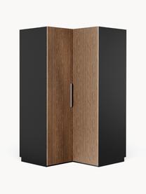 Modularer Eck-Kleiderschrank Simone, 115 cm Breite, Korpus: Spanplatte, melaminbeschi, Walnussholz-Optik, Schwarz, Eckmodul, B 115 x H 200 cm