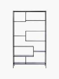 Libreria in metallo Loft, Ripiani: vetro temperato, Nero, Larg. 115 x Alt. 195 cm