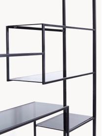 Estantería de metal Loft, Estructura: acero con pintura en polv, Estantes: vidrio laminado, Negro, An 115 x Al 195 cm