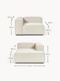 Modulares Ecksofa Lennon, Bezug: 100 % Polyester Der strap, Gestell: Massives Kiefernholz FSC-, Füße: Kunststoff, Webstoff Off White, B 238 x T 180 cm, Eckteil links