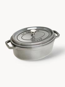 Ovaler Bräter La Cocotte aus Gusseisen, Gusseisen, Greige, Silberfarben, B 38 x H 17 cm, 5.5 L