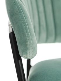 Fluwelen stoel Room in mintgroen, Bekleding: 100% polyester fluweel, Frame: gecoat metaal, Mintgroen, 53 x 58 cm