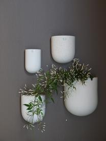 Obal na květináč na zeď Cut, Š 15 cm, Keramika, Tlumeně bílá, matná, Š 15 cm, V 17 cm